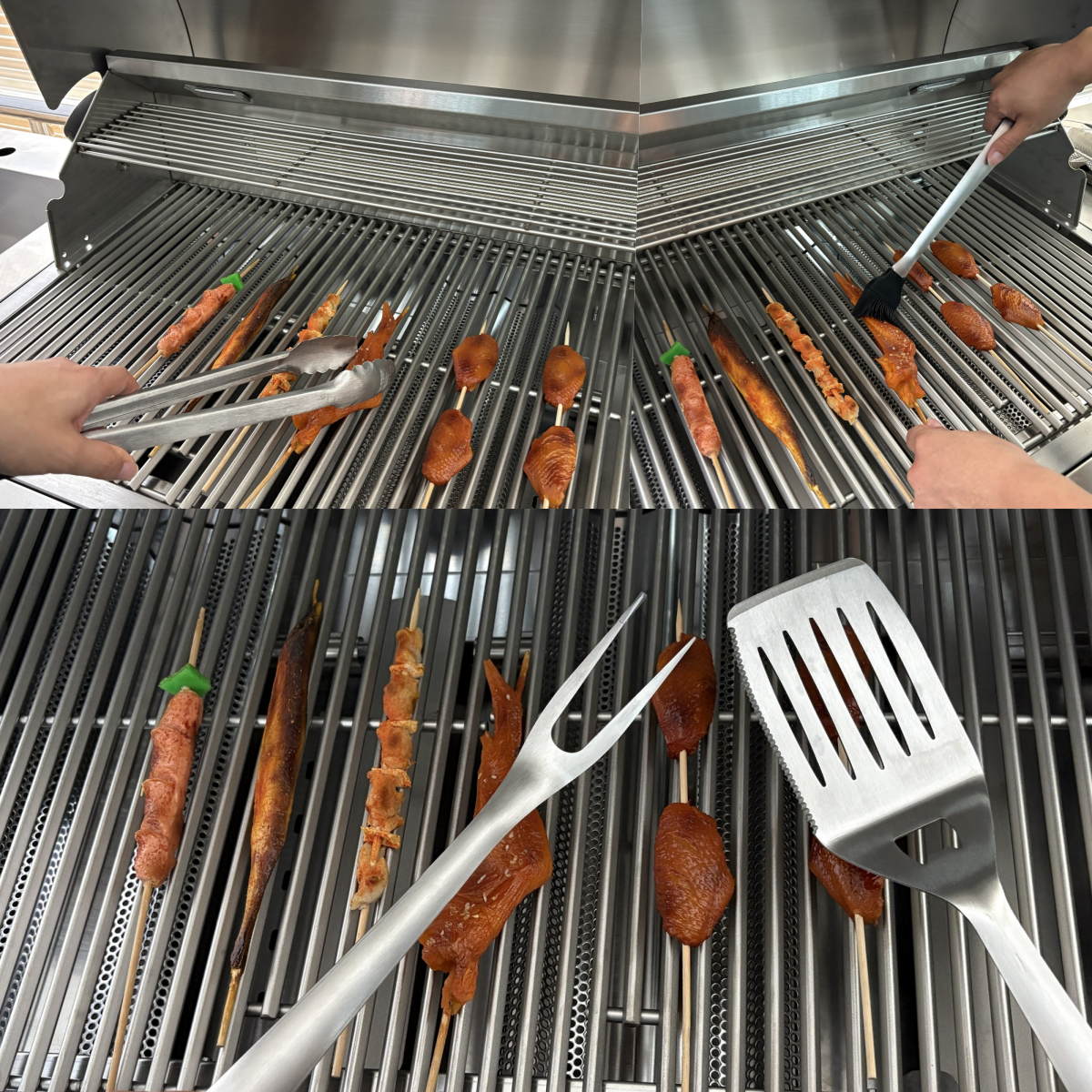 BBQ Grill Set with Cast Iron Pan and Steel Tools