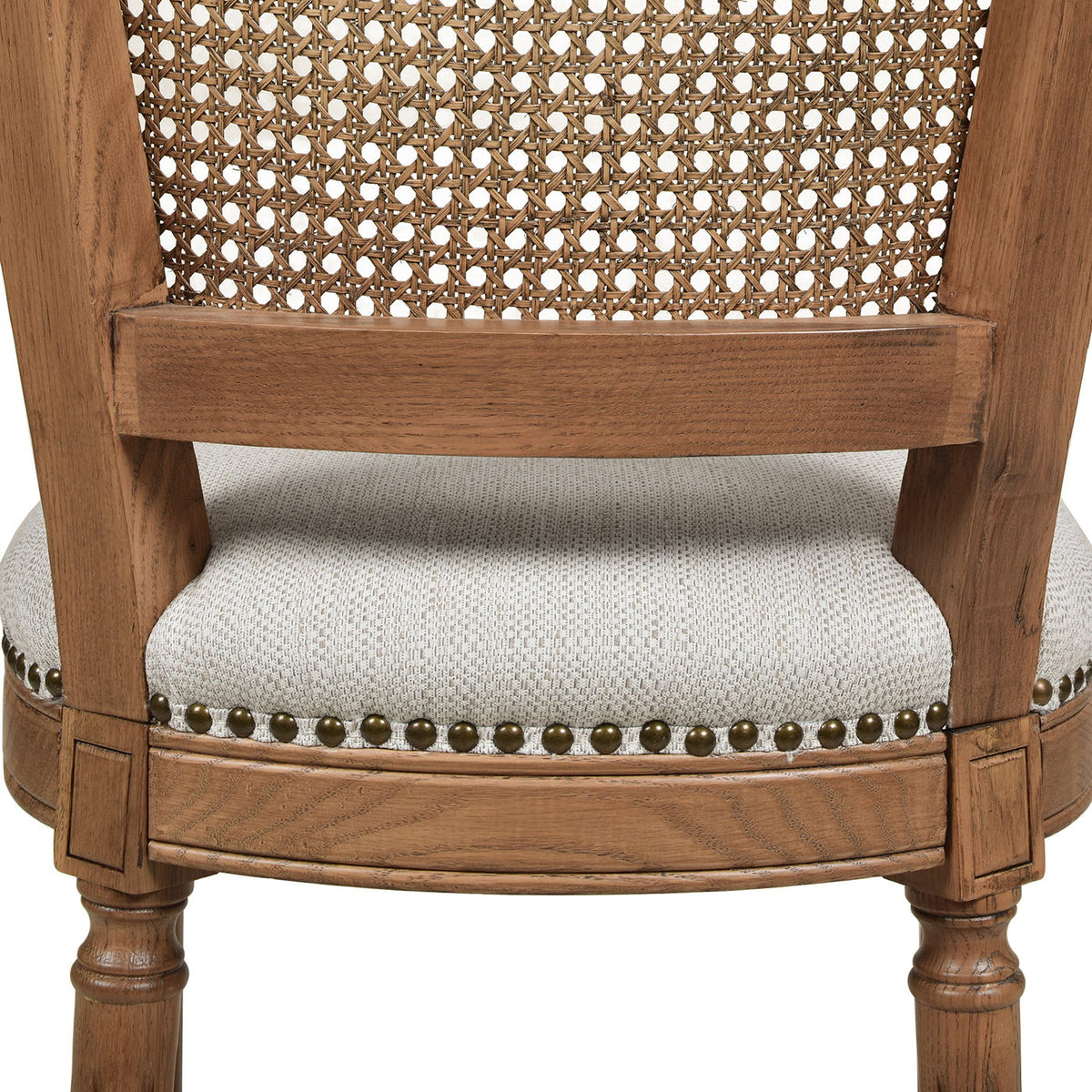Rattan Wicker High Back Counter Stool with Oak Frame HouseOfZazla beige upholstered seat on Tampa Home & Garden Store