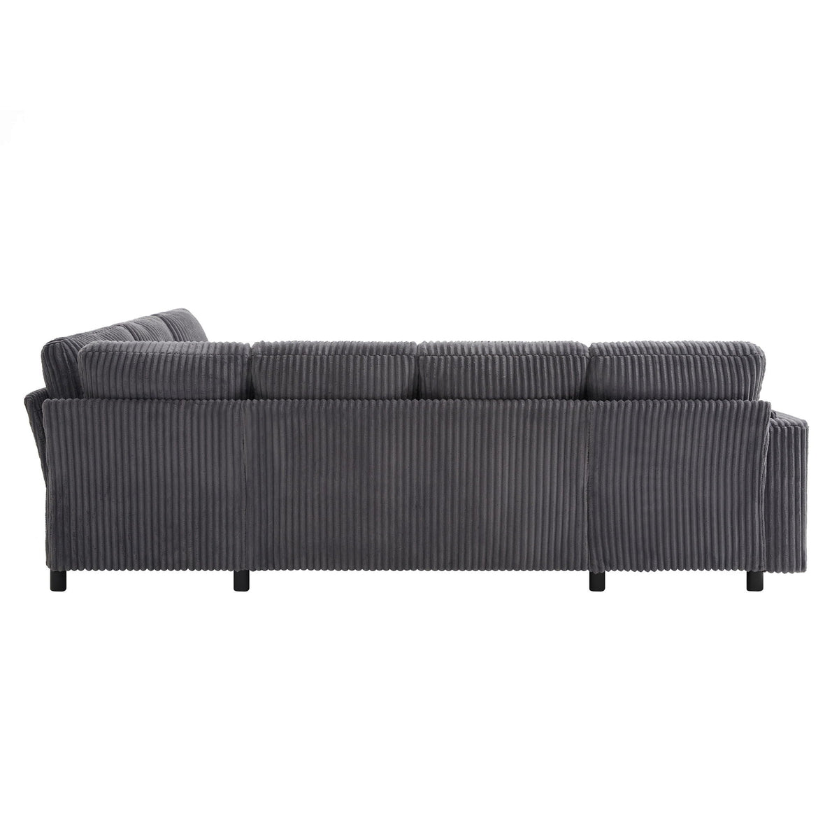 Convertible U-Shaped Sectional Sofa Bed in gray corduroy with plush cushions and black legs on Tampa Home & Garden Store