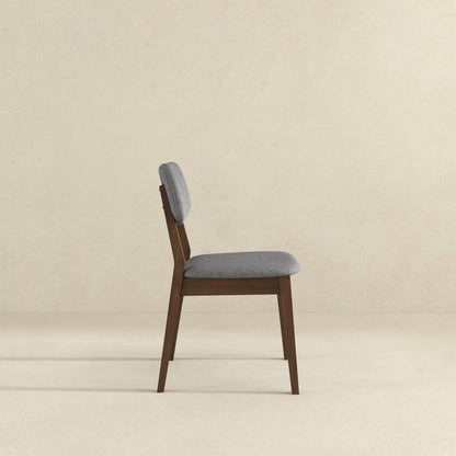 Solid-back side chair set in gray fabric with brown wooden legs mid-century modern HouseOfZazla on Tampa Home & Garden Store