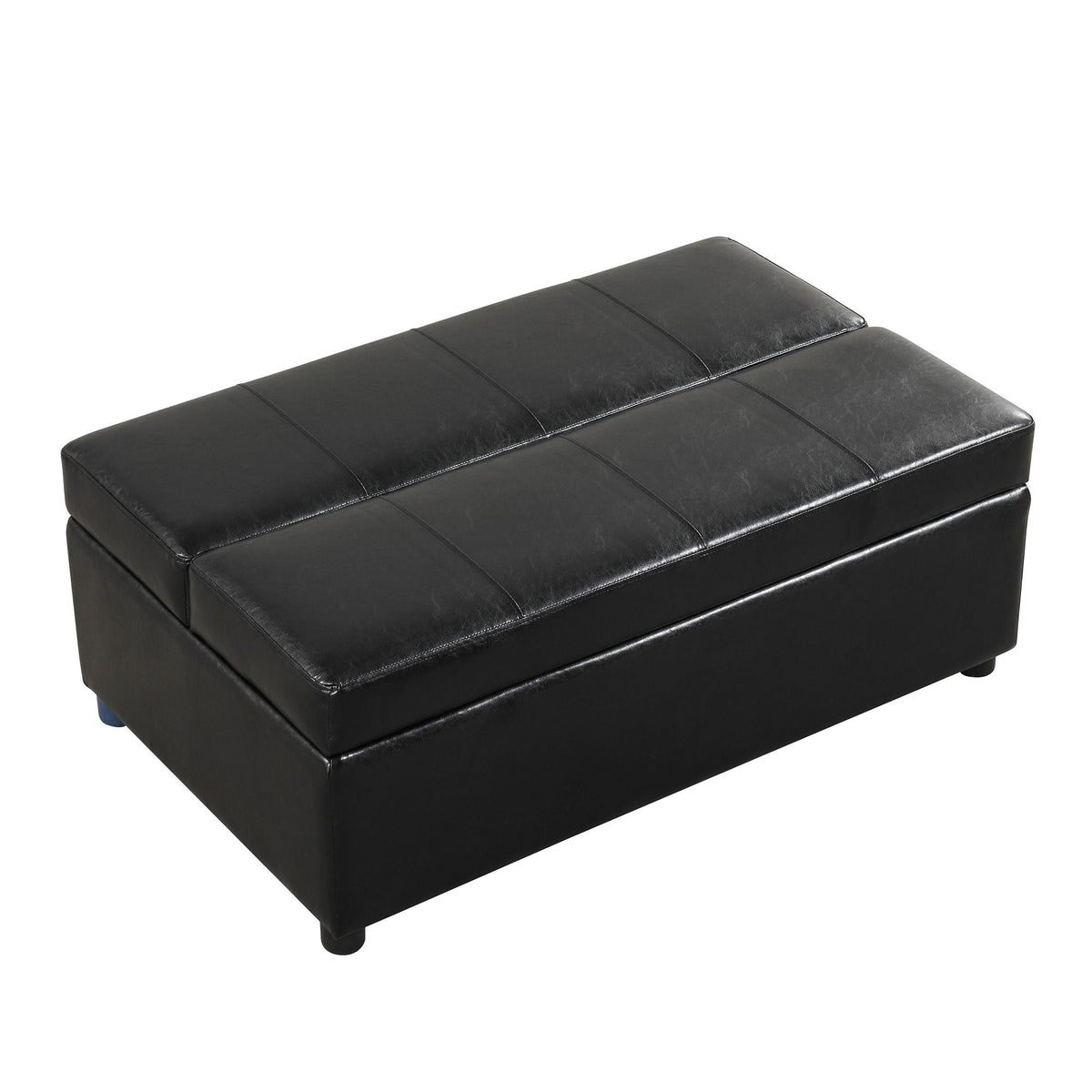 Twin size folding ottoman sleeper bed with mattress in black leather by HouseOfZazla on Tampa Home & Garden Store