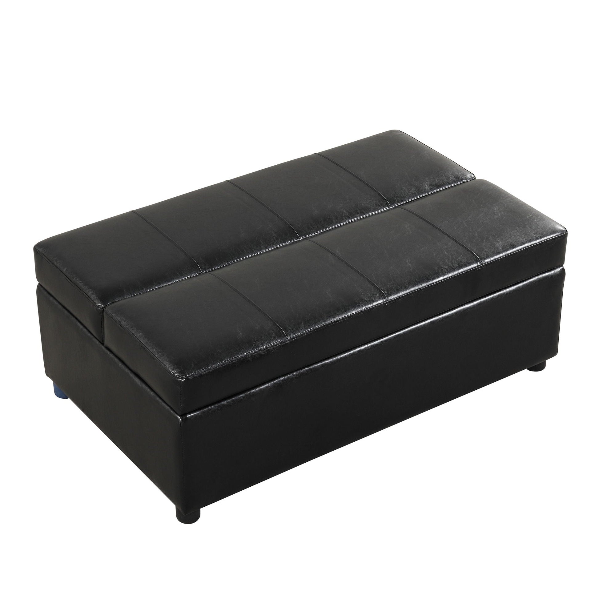 Twin size folding ottoman sleeper bed with mattress in black leather by HouseOfZazla on Tampa Home & Garden Store