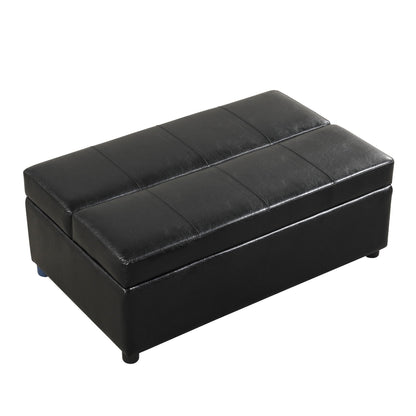 Twin size folding ottoman sleeper bed with mattress in black leather by HouseOfZazla on Tampa Home & Garden Store