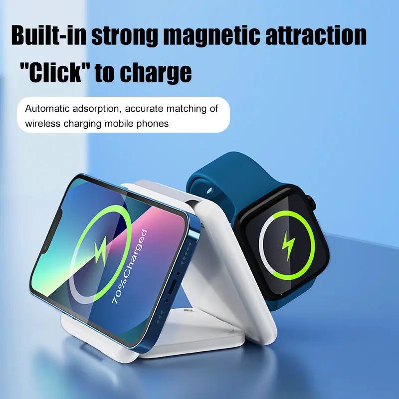 Folding magnetic suction wireless charger 3-in-1 by FLIPSTYLEZLLC for iPhone Watch on Tampa Home & Garden Store