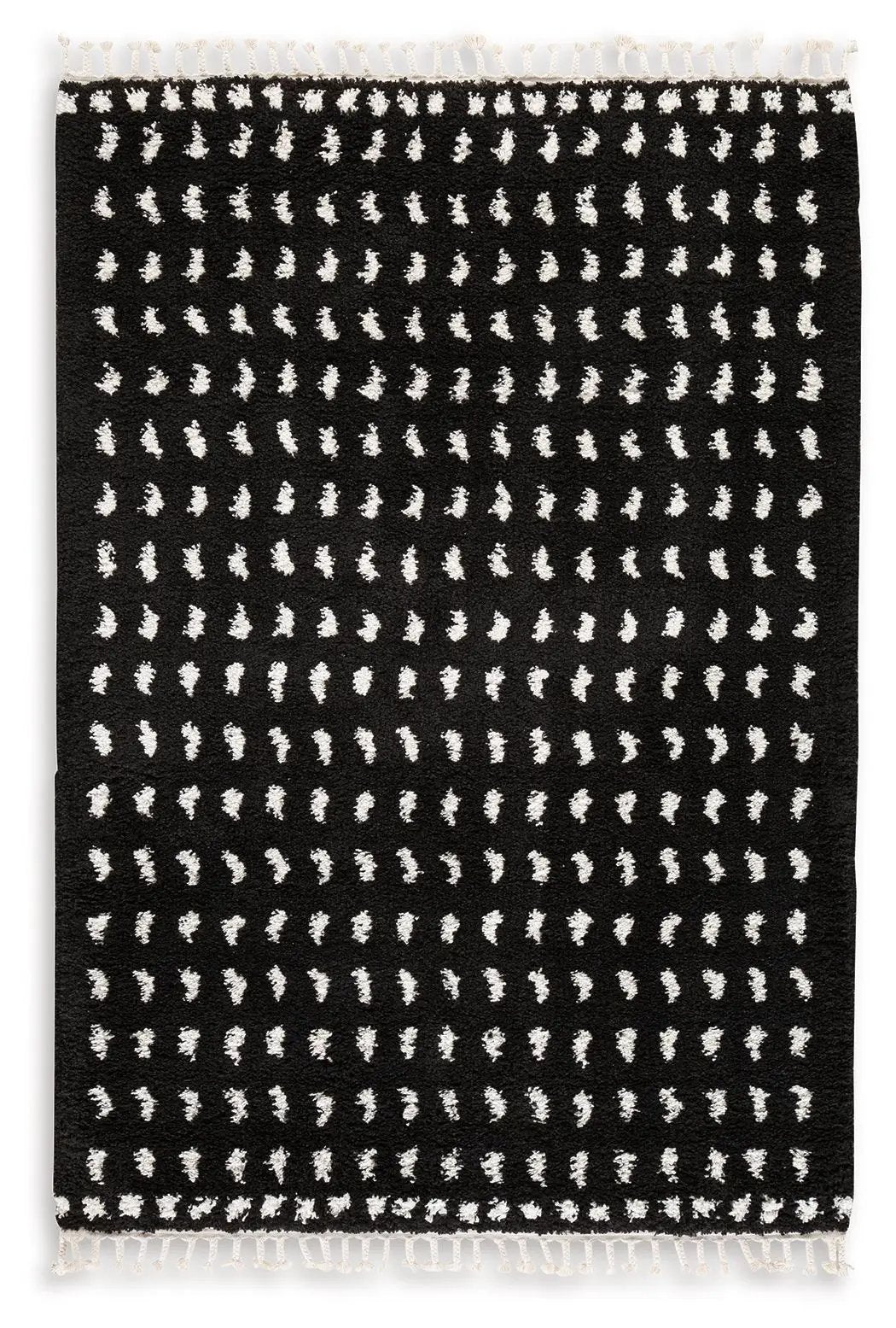 Minston Shag Rug with Dot Design Black and White