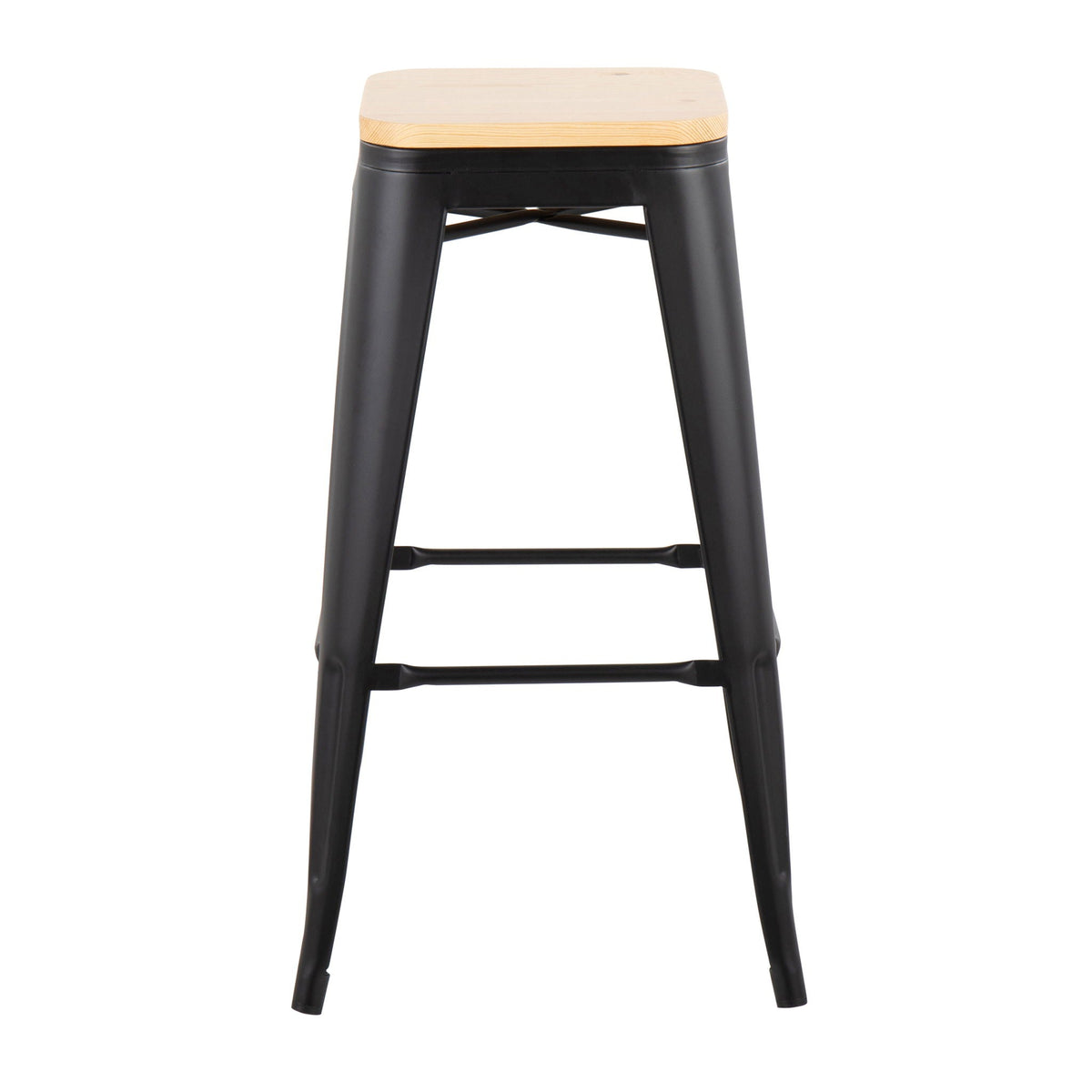 Barstool set of 2, contemporary stackable stools with natural wood seats and black legs HouseOfZazla on Tampa Home & Garden Store