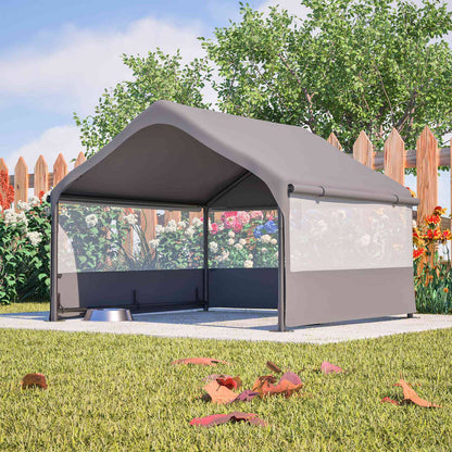 Extra Large Outdoor Dog House Tent 4x4x3ft, gray GemGear pet shelter with mesh windows on Tampa Home & Garden Store