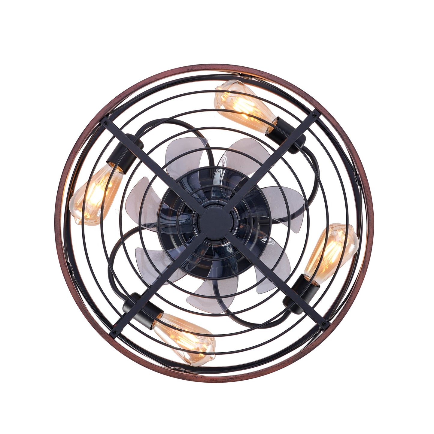 20'' Mounting Type Caged Ceiling Fan with Lights and Remote Control, dark metal cage on Tampa Home & Garden Store