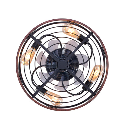 20'' Mounting Type Caged Ceiling Fan with Lights and Remote Control, dark metal cage on Tampa Home & Garden Store