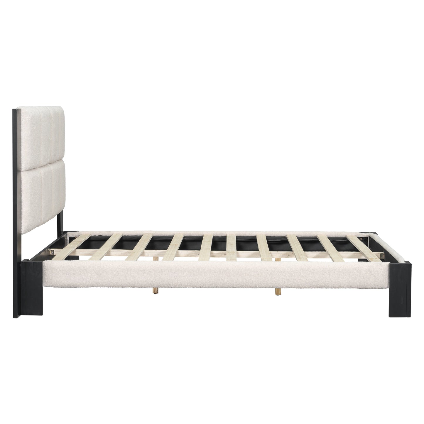 Boucle Queen Bed Frame With A Soft Headboard
