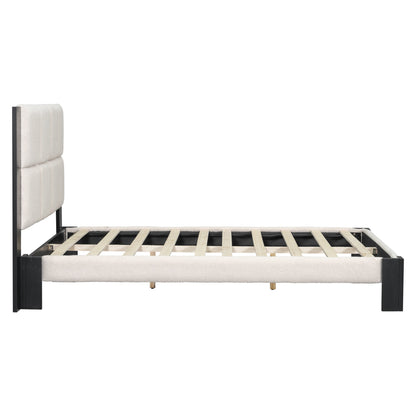 Boucle Queen Bed Frame With A Soft Headboard