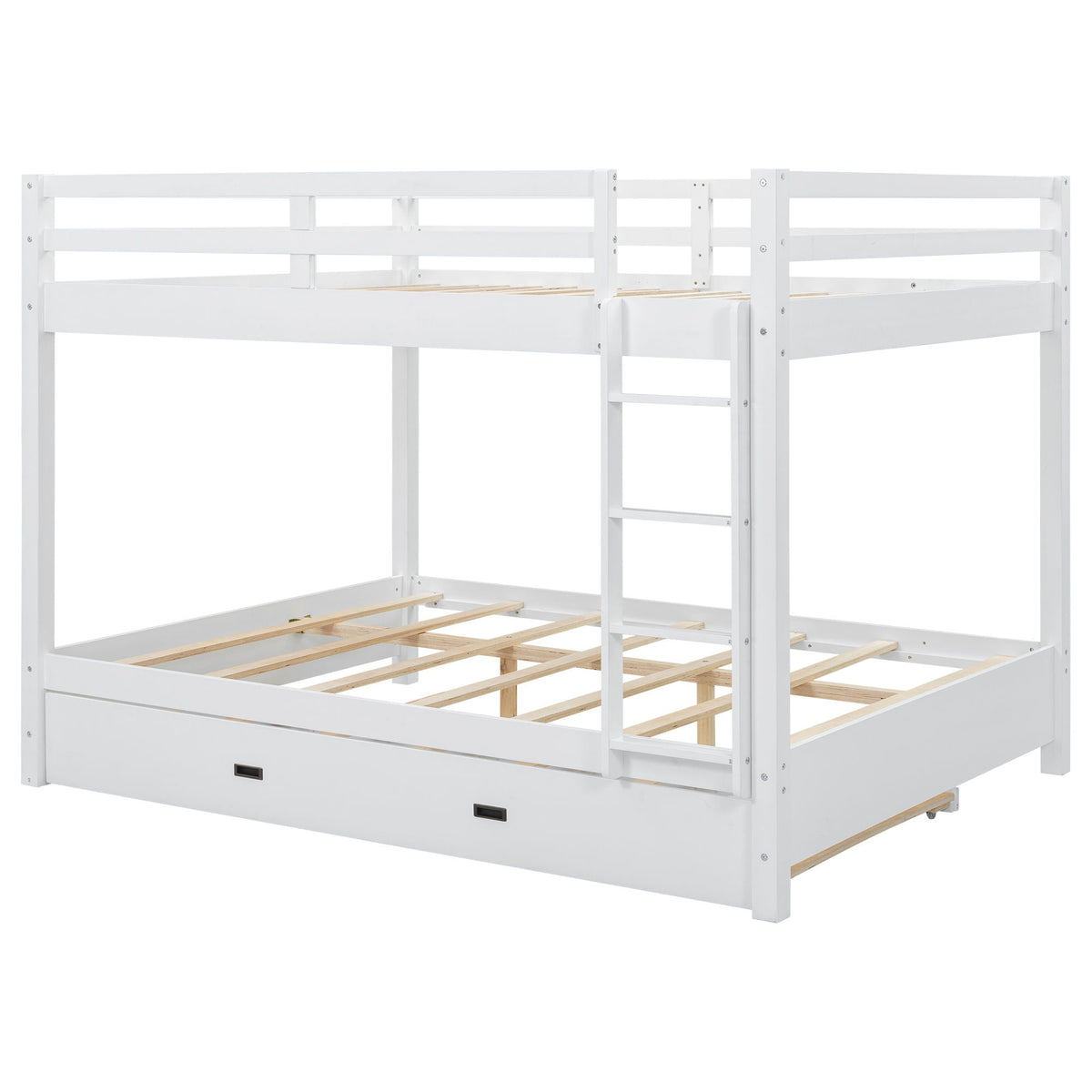 Sturdy white bunk bed with built in ladder and wooden slat base, HouseOfZazla bunk beds on Tampa Home & Garden Store