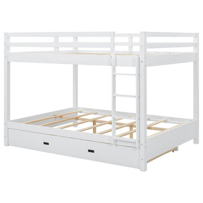 Sturdy white bunk bed with built in ladder and wooden slat base, HouseOfZazla bunk beds on Tampa Home & Garden Store
