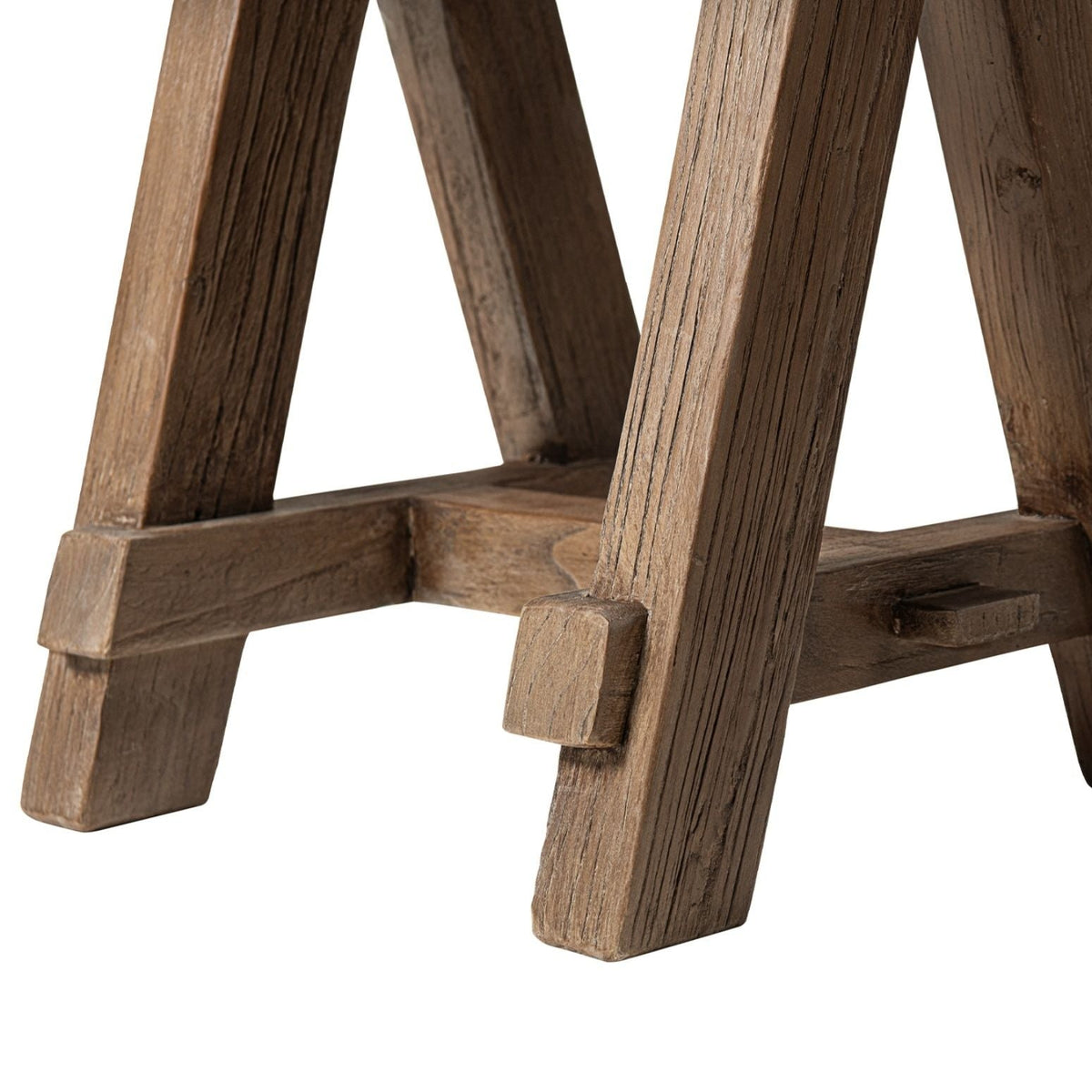 Trestle coffee table with solid reclaimed elm construction dark brown on Tampa Home & Garden Store