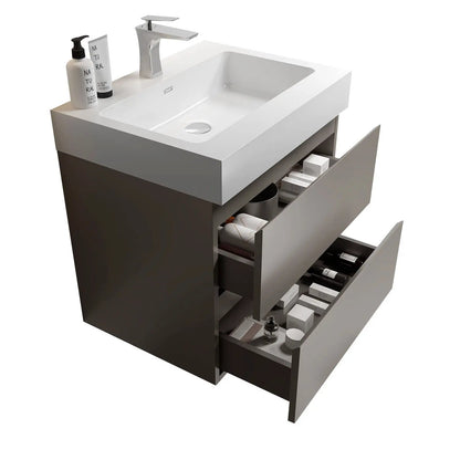 Alice bathroom vanity with sink, white countertop, large storage drawers, floating on Tampa Home & Garden Store