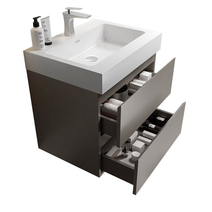 Alice vanity with sink, white basin and chrome faucet, HouseOfZazla drawers with cosmetics on Tampa Home & Garden Store