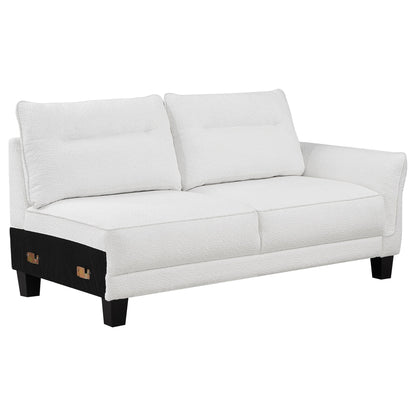 Granholm upholstered arm sectional sofa white fabric with black legs HouseOfZazla stationary on Tampa Home & Garden Store