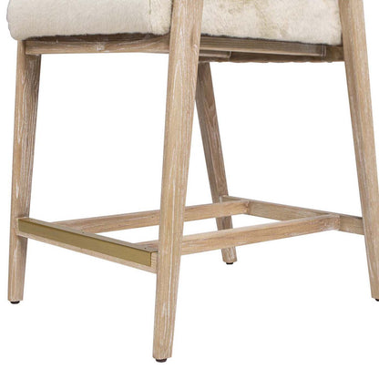 Ash Upholstered Counter Height Stool with Rope Detail Creme De La Creme White wood legs on Tampa Home & Garden Store