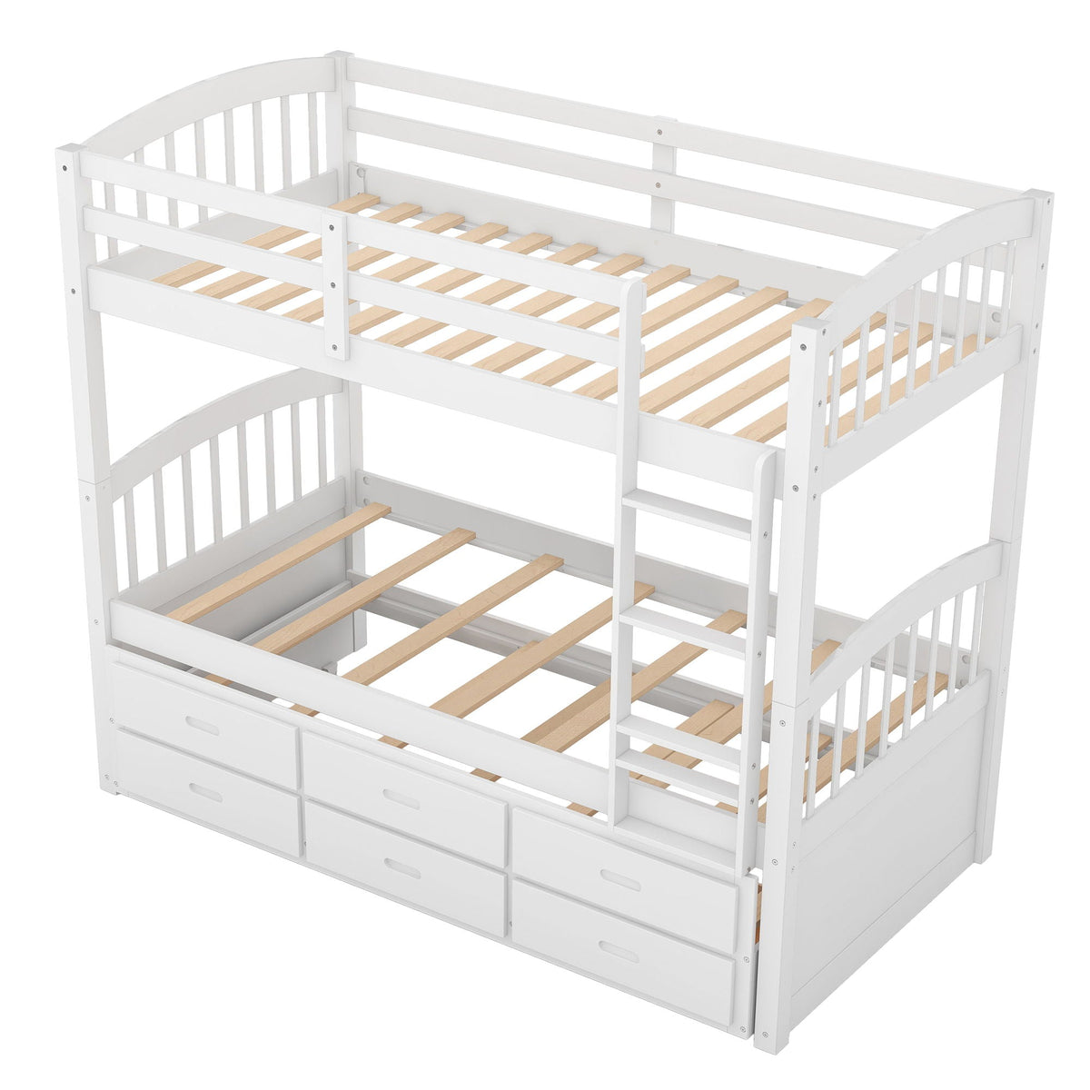 White bunk bed with trundle and drawers by HouseOfZazla, arched headboard and footboard on Tampa Home & Garden Store