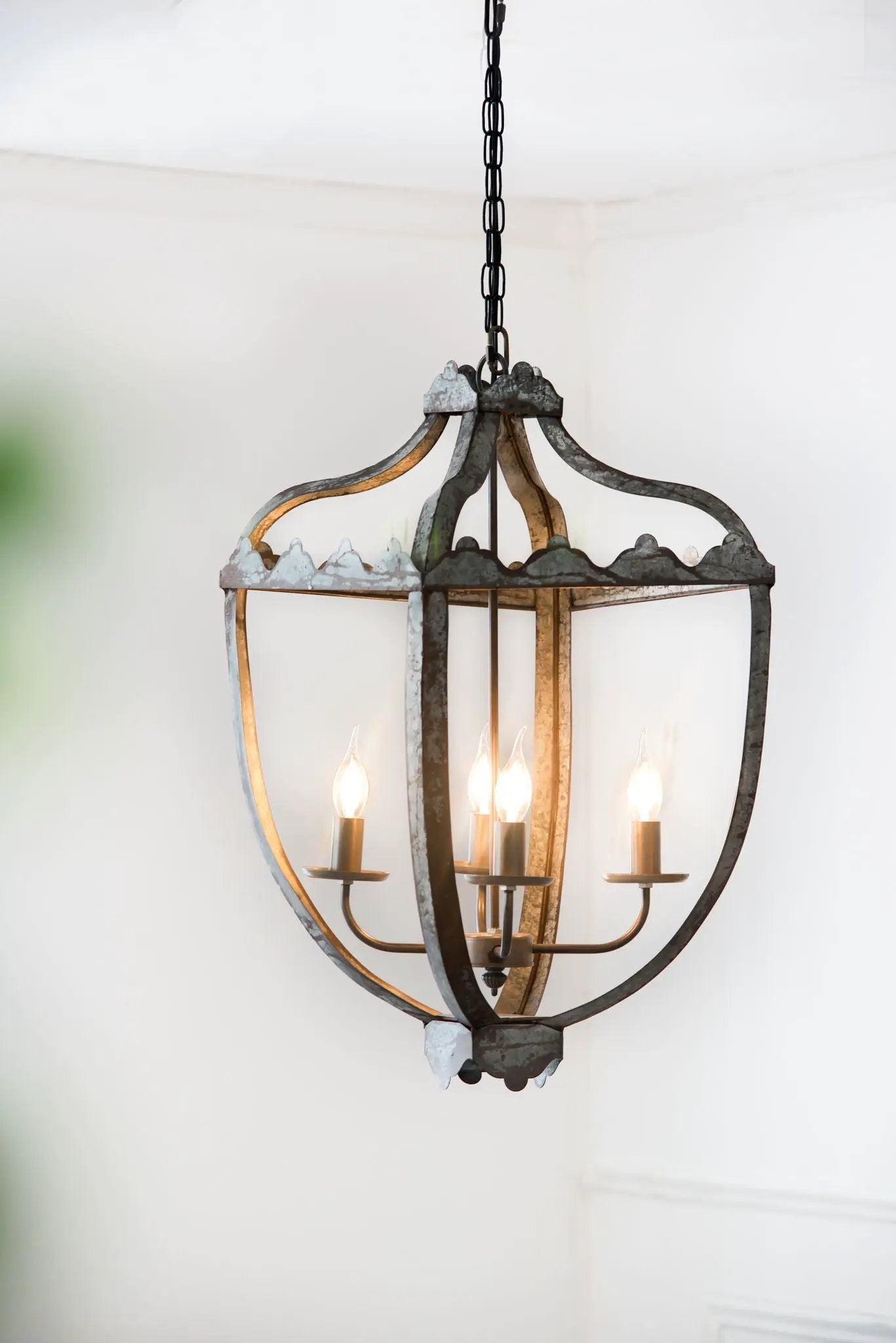 4 Light Metal Chandelier with Adjustable Chain