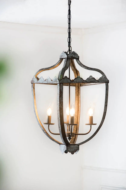 4 Light Metal Chandelier with Adjustable Chain