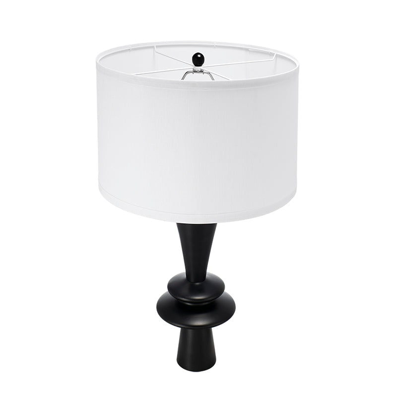 Table lamp D15x26.7in with white fabric shade and black base on Tampa Home & Garden Store