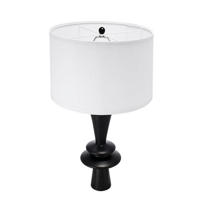 Table lamp D15x26.7in with white fabric shade and black base on Tampa Home & Garden Store