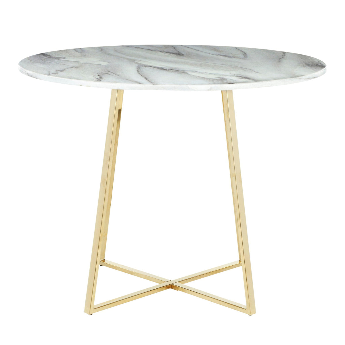 Contemporary glam round marble dining table with gold legs on Tampa Home & Garden Store