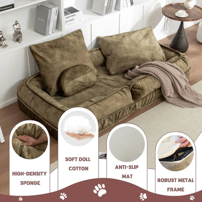 Upholstered Dog Bed and Pets Bean Bag Sofa Pillow