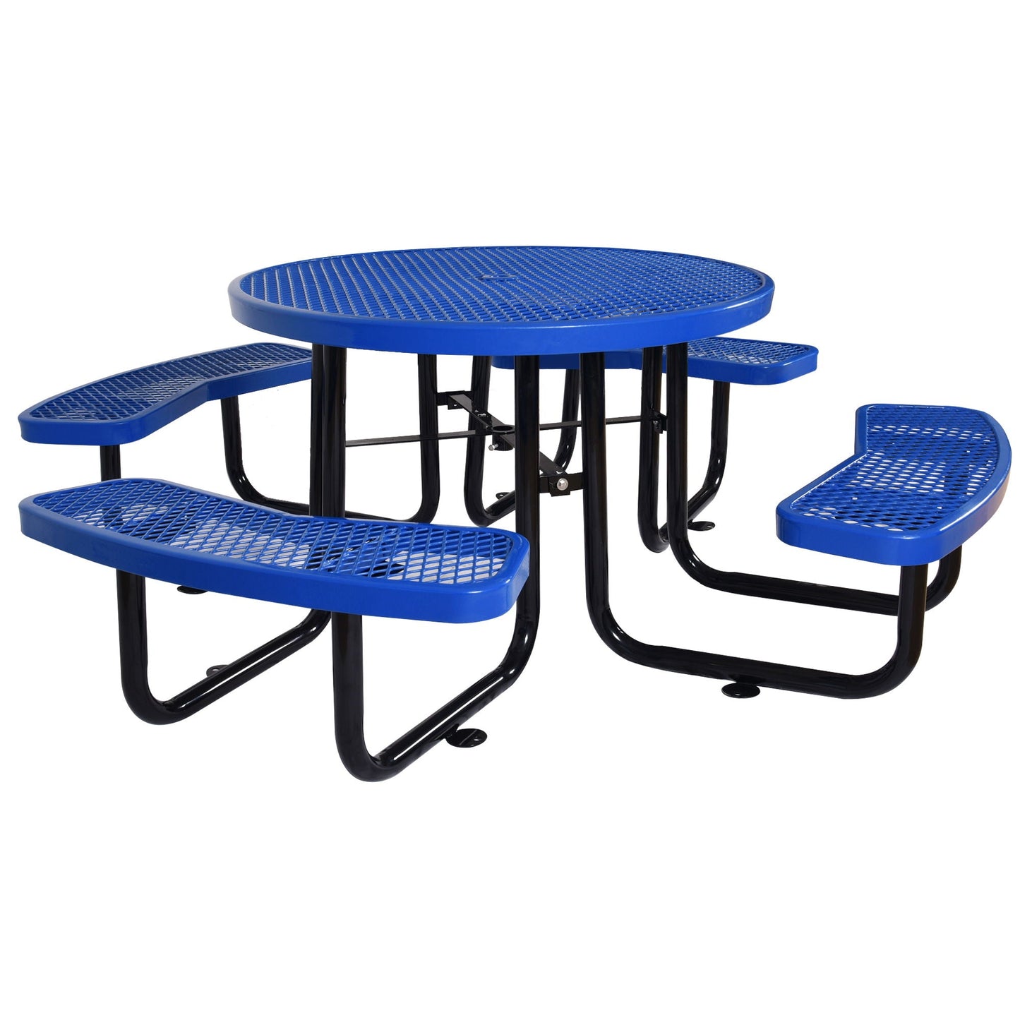 Round Outdoor Steel Picnic Table with Pole