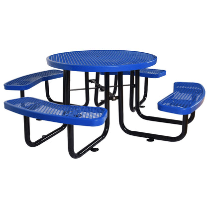 Round Outdoor Steel Picnic Table with Pole