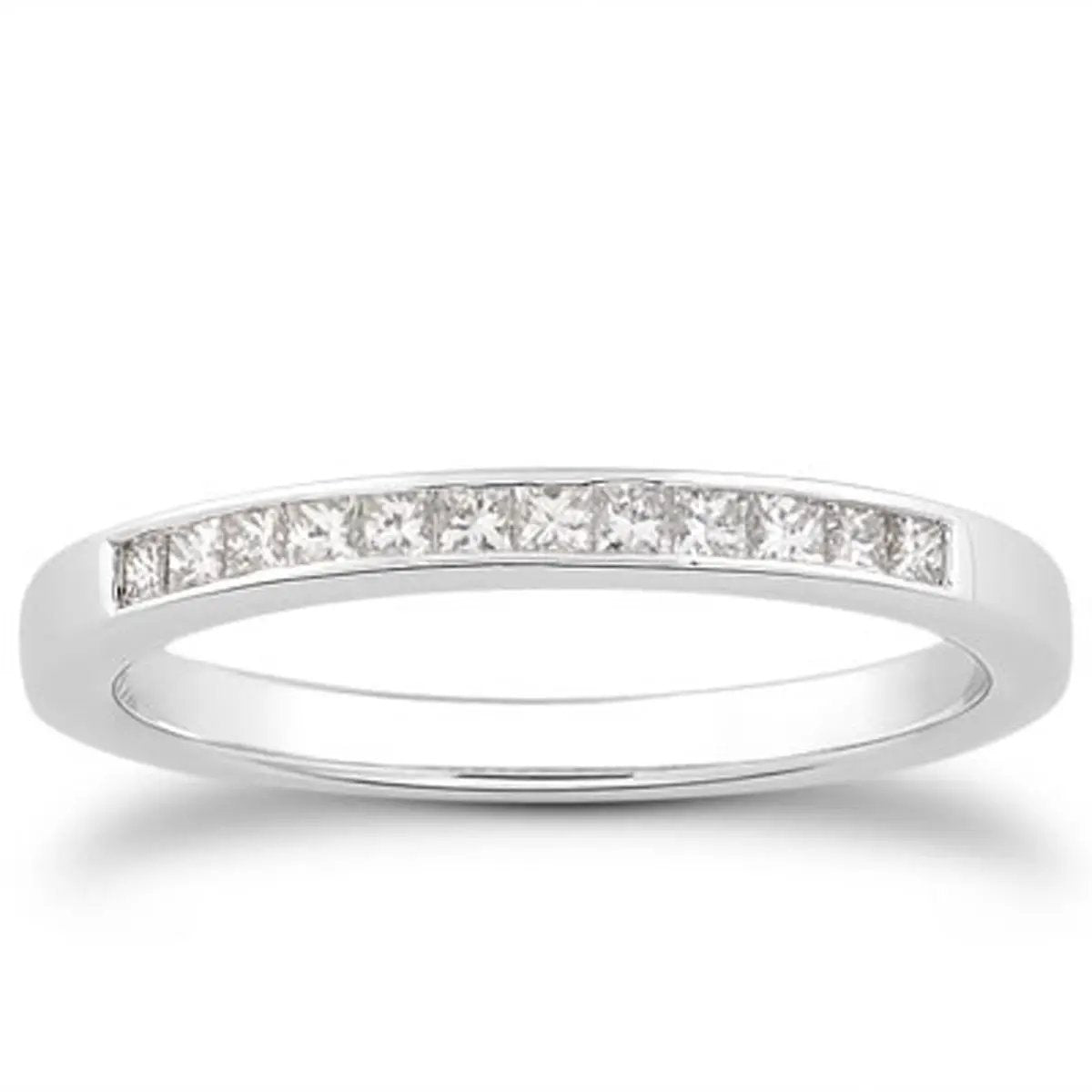 14k white gold channel-set princess diamond wedding ring band with princess-cut diamonds on Tampa Home & Garden Store