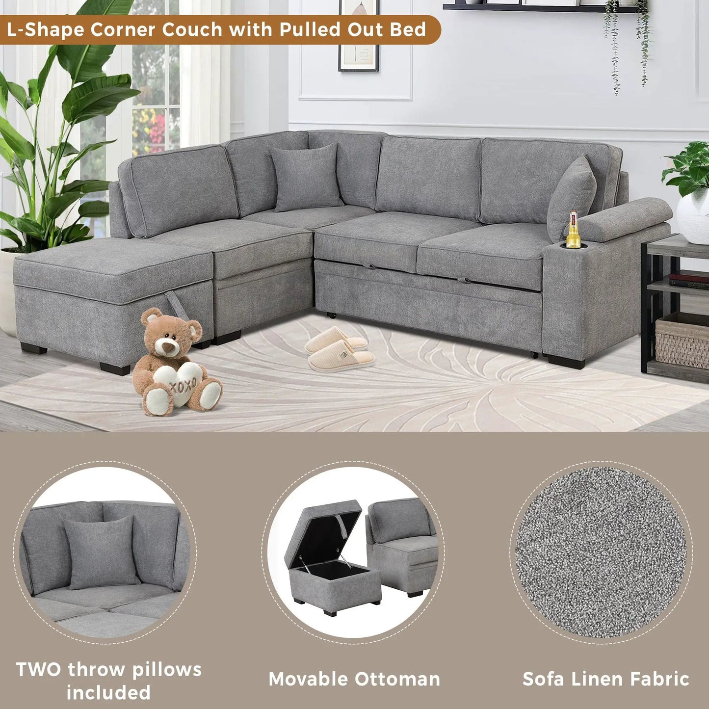 Sleeper Sofa Bed With Storage 2 In 1 Couch