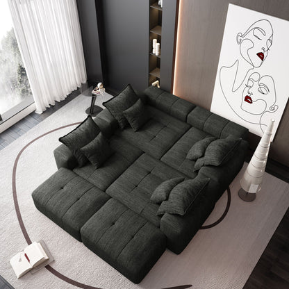 HouseOfZazla oversized DIY modular sectional sofa with dark gray fabric and pillows on Tampa Home & Garden Store