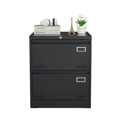 Black metal lateral filing cabinet with lock, 2 drawers on Tampa Home & Garden Store