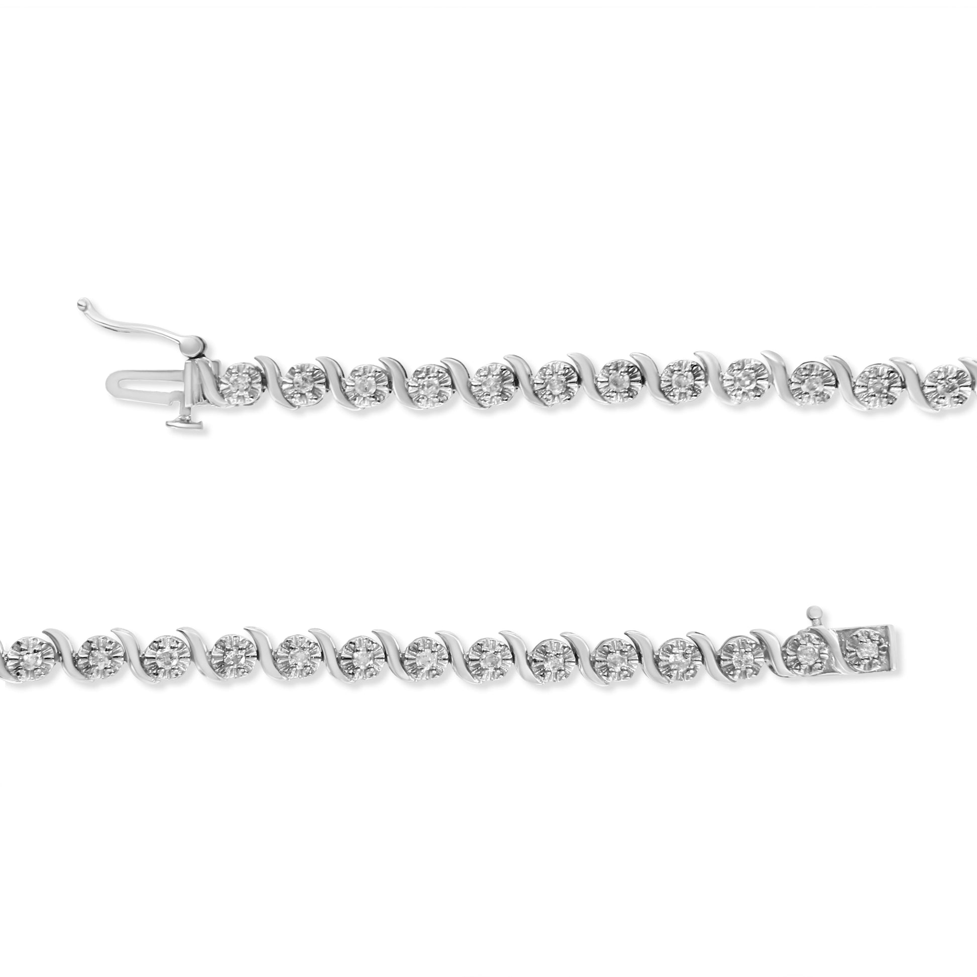 Sterling silver 7-inch diamond tennis bracelet with bezel-set round diamonds by Bids.com on Tampa Home & Garden Store
