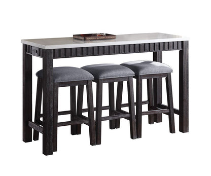 Necalli Marble Top Espresso 4-Piece Counter Height Dining Set with gray upholstered stools on Tampa Home & Garden Store
