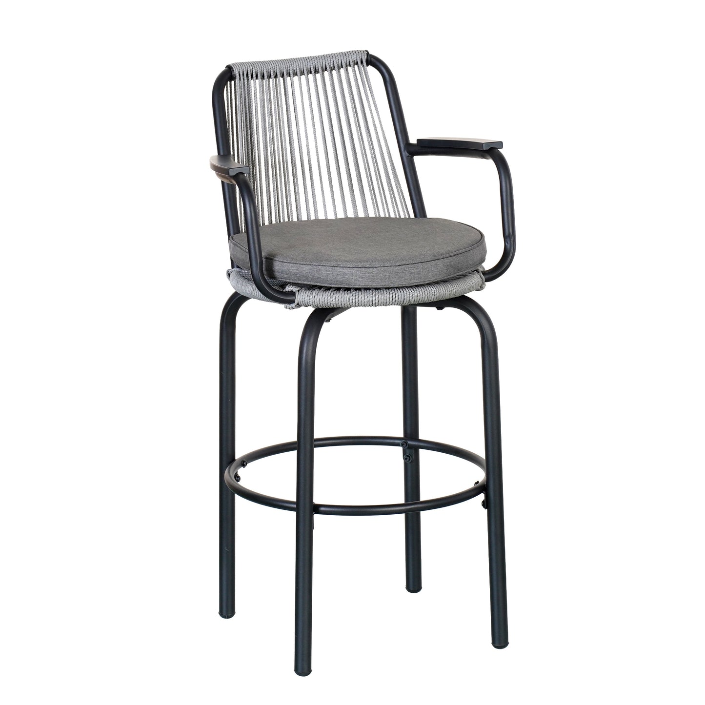 Outdoor Patio Bar Stools Set of 2 Woven Rattan