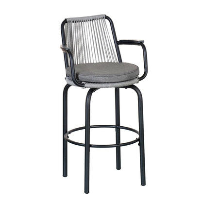 Outdoor Patio Bar Stools Set of 2 Woven Rattan