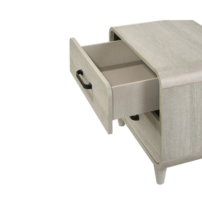 Nightstand with 2 drawers, antique white wood finish, curved fronts, black pulls by Unique Piece Furniture on Tampa Home & Garden Store