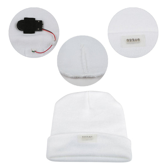 Unisex 5-LED knitted beanie with built-in headlamp, white winter hat GemGear on Tampa Home & Garden Store