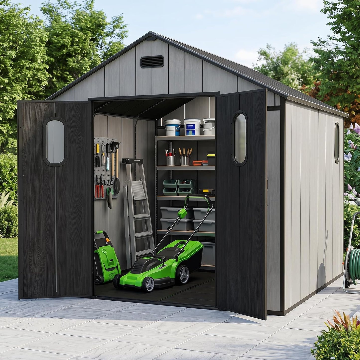 8x8 Resin Outdoor Storage Shed with a Floor
