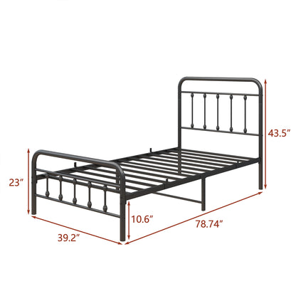 Tara Victorian-Style Steel Bed Frame by HouseOfZazla black metal with decorative spindles on Tampa Home & Garden Store