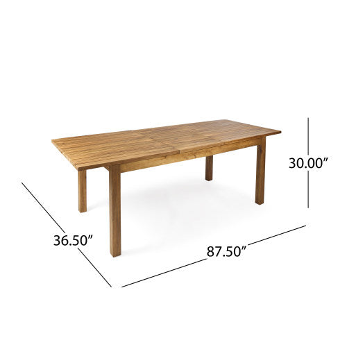 7-Piece Acacia Wood Outdoor Dining Set by HouseOfZazla in natural finish on Tampa Home & Garden Store