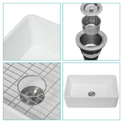 Undermount sink set with white ceramic basin, stainless strainer and basket, by HouseOfZazla on Tampa Home & Garden Store
