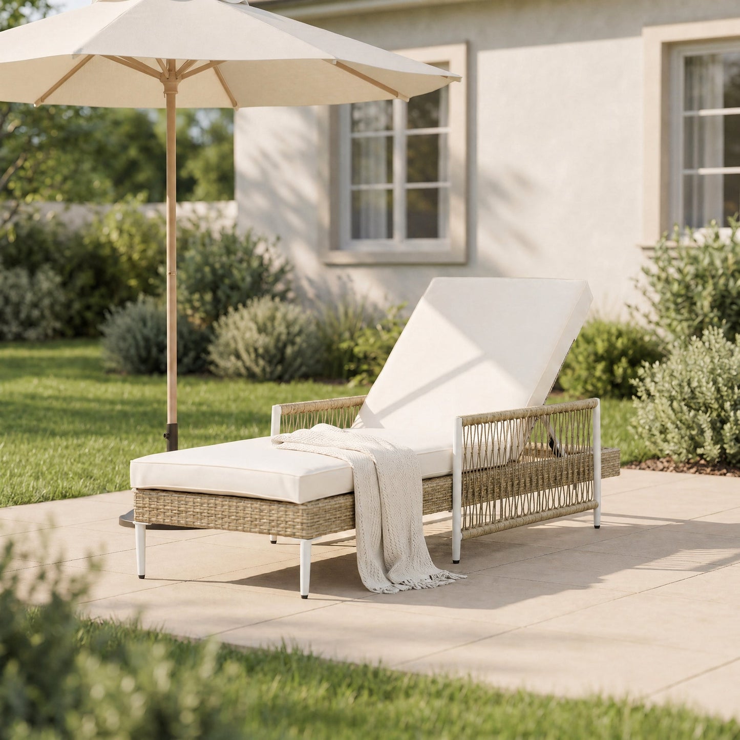 Durable PE Rattan Chaise and Outdoor Patio Set