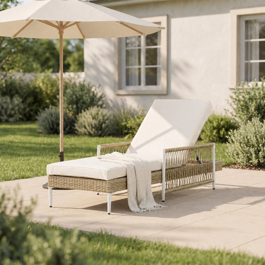 TOPMAX Outdoor All-Weather PE Rattan Chaise Lounge set with 2 cushions by HouseOfZazla on Tampa Home & Garden Store