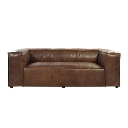 Brancaster grain leather stationary sofa with high shelter backrest, brown by HouseOfZazla on Tampa Home & Garden Store