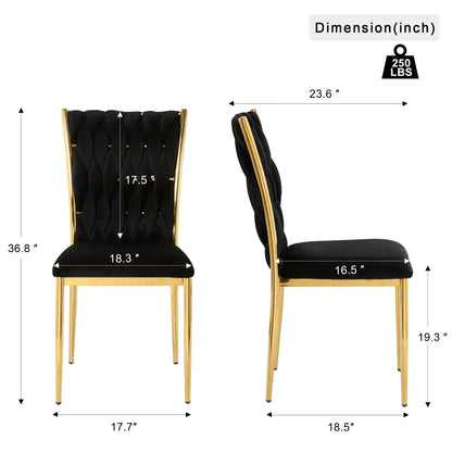 HouseOfZazla chair set with black tufted velvet seats and gold plated legs, 2 chairs on Tampa Home & Garden Store