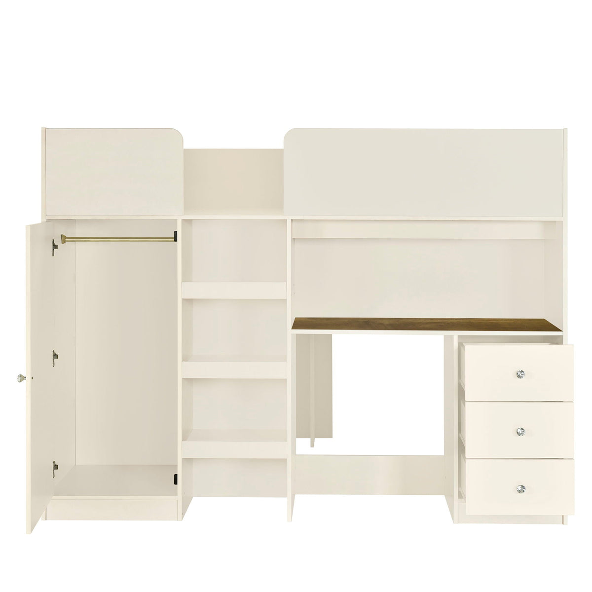 Loft bed with built-in wardrobe, desk, shelves and drawers in white by HouseOfZazla on Tampa Home & Garden Store